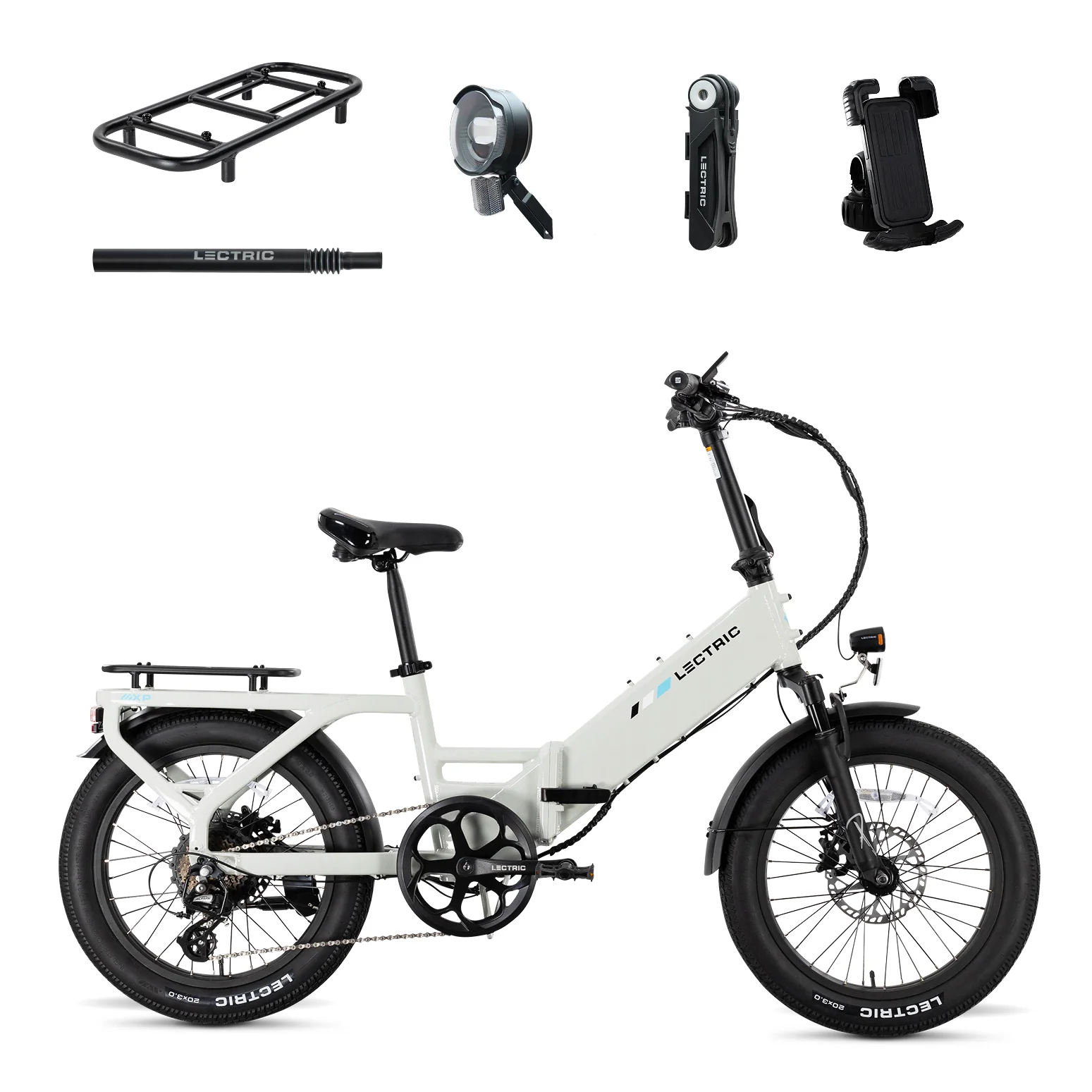 XP4 750 Step-Thru Stratus White + FREE LevelUp Rack. Suspension Seat Post. Elite Headlight. Bike Lock. Phone Mount ($365 Value)